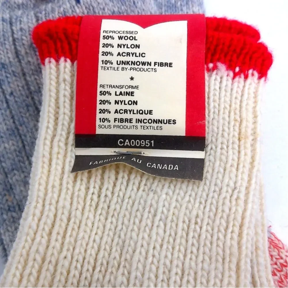 Vintage Glenknit Wool Socks Canada Grey Mens 7-8.5 Womens 8.5-10 New